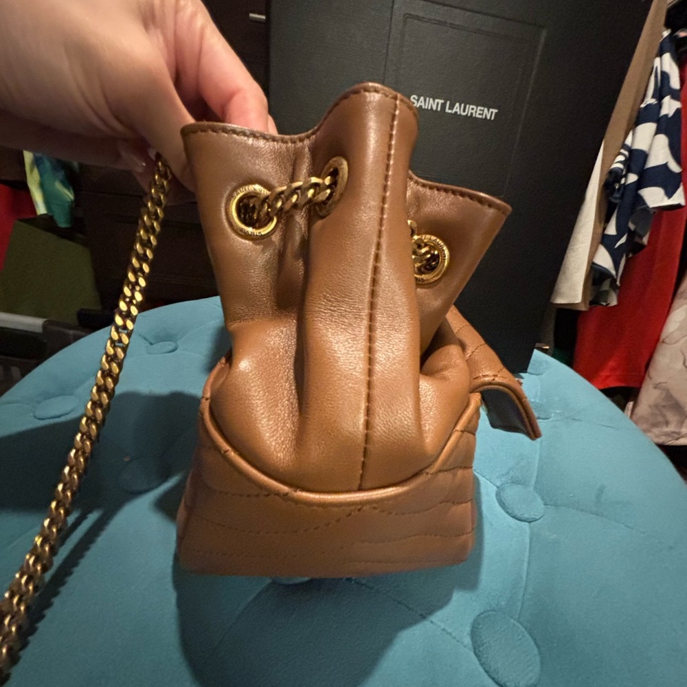 Saint Laurent Tan Leather Bucket Bag - Picture 8 of 14